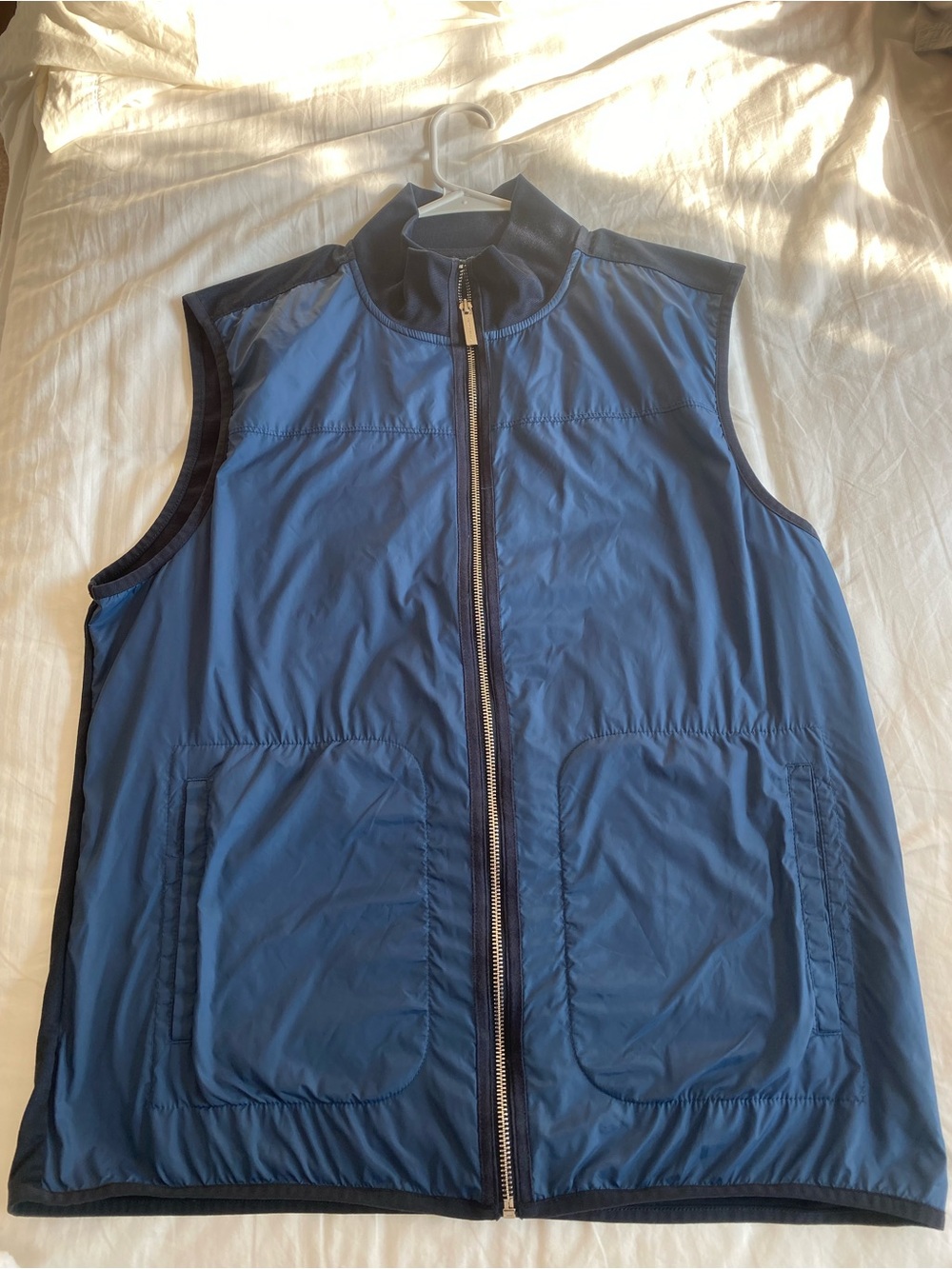 Perry Ellis Blue Quilted Zip-Front Vest